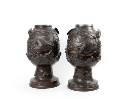 JAPON, Epoque Meiji
Paire de grands vases...