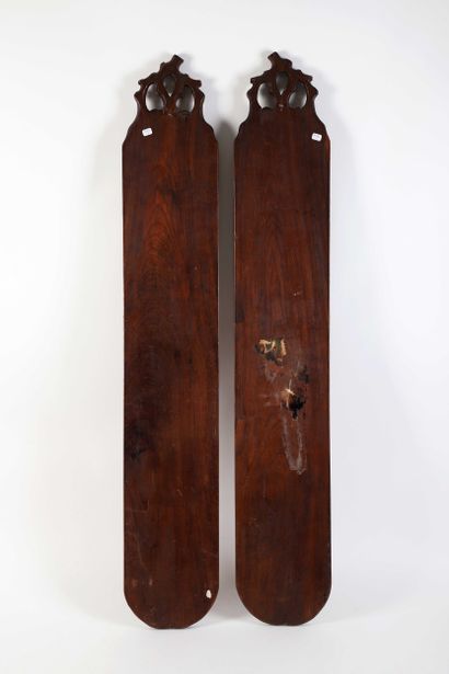 CHINE
Paire de panneaux en bois avec incrustation...