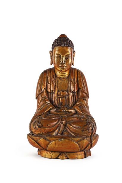 VIETNAM, XIXe siècle
Sculpture en bois doré,...