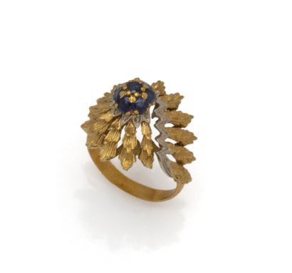 Bague en or 18K (750/1000) ornée de saphirs...