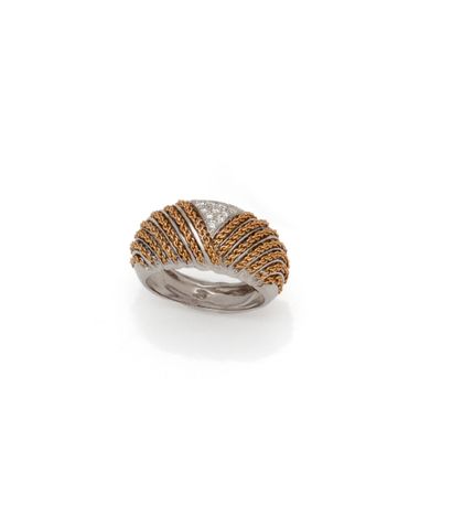 Bague jonc en or deux tons 18K (750/1000)...