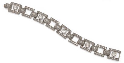 Bracelet Art déco en platine (850/1000) articulé...