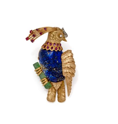 Broche Oiseau de Paradis en or 18K (750/1000)...