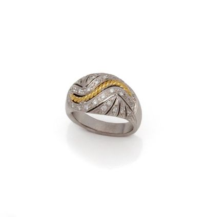 Bague jonc en or deux tons 18K (750/1000)...