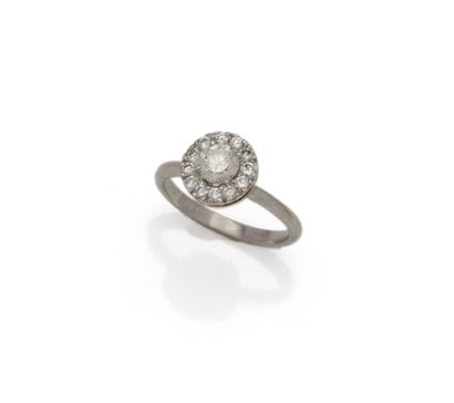 Bague en platine (850/1000) ornée d'un diamant...