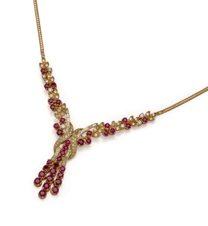 Collier en or 18K (750/1000) et 14K (585/1000)...