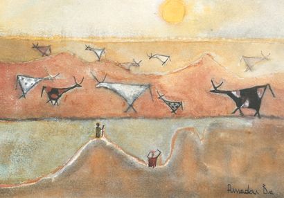 Amadou BA (né en 1945)
Paysage aux bovidés
Technique...