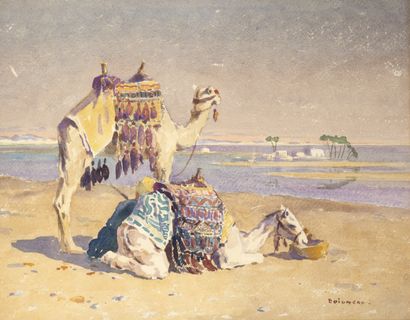 Édouard DOIGNEAU (1865-1954)
Les dromadaires
Aquarelle...