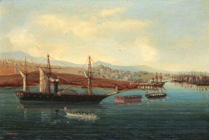 FIOUPOU (XIX)
Bateaux dans le port
Huile...