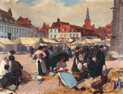 François Charles BAUDE (1880-1953)
Le marché...