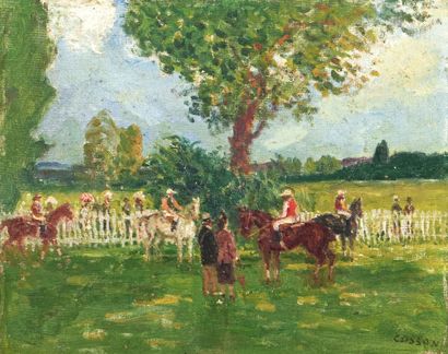 Marcel COSSON (1878 - 1956) 
Course hippique
Huile...