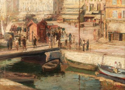 Joseph FAUST (1868-1934)
Port animé
Huile...