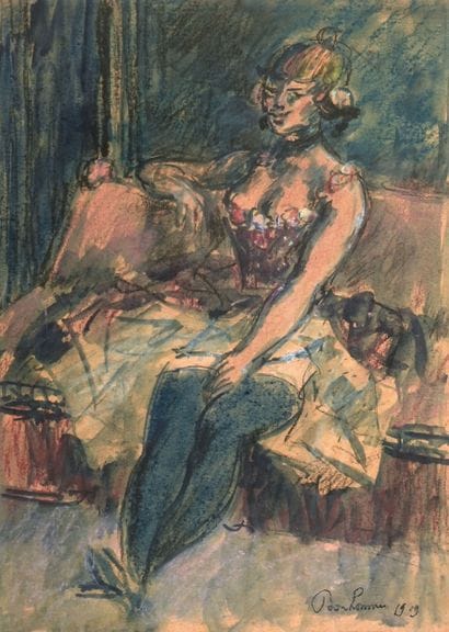 Léon BONHOMME (1870-1924)
Femme assise. 1919
Aquarelle
Signée...