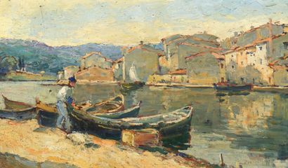 Édouard DUCROS (1856-1936) 
Les martigues
Huile...