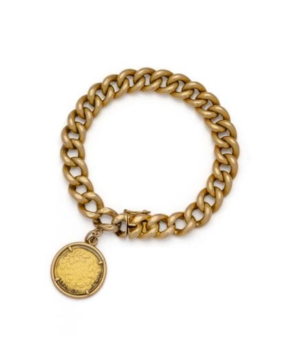 BRACELET GOURMETTE en or jaune 18K (750/1000)...