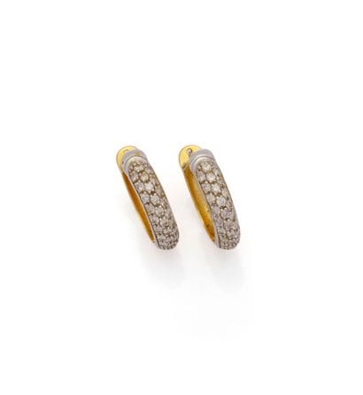 PAIRE DE CRÉOLES en or 2 tons 18K (750/1000)...