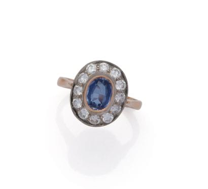 BAGUE en or 2 tons (585/1000) ornée d’un...