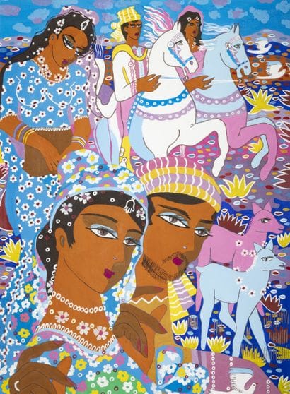 Aly BEN SALEM (1910-2001)
Allégorie du couple
Gouache...