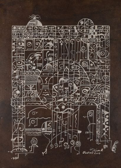 Mohamed ZOUZAF (1955)
Symboles berbères 
Gouache...