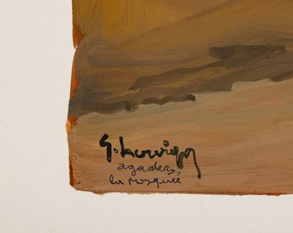 Gustave HERVIGO (1896-1993)
Agadez, la mosquée
Gouache...