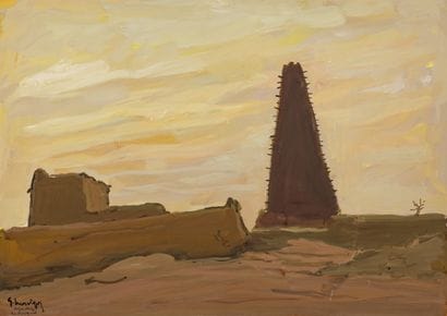 Gustave HERVIGO (1896-1993)
Agadez, la mosquée
Gouache...