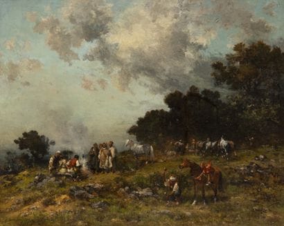 Georges WASHINGTON (1827-1910)
Scène de campement
Huile...