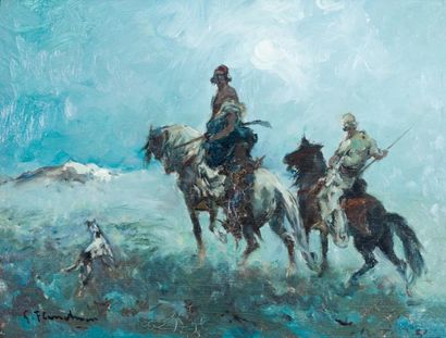 Gustave FLASSCHOEN (1868-1940) 

Chasseurs...