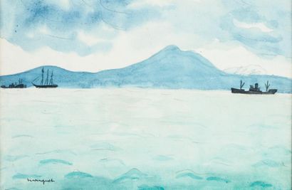 Albert MARQUET (1875-1947) 

La baie de Tunis.?Aquarelle.?Signée...