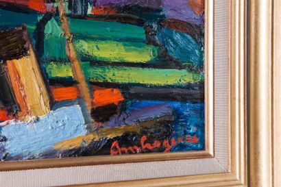 Pierre AMBROGIANI (1907-1985) 

Le remorqueur.?Huile...
