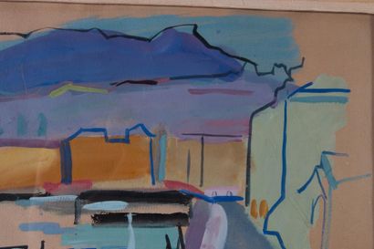 Pierre AMBROGIANI (1907-1985) 

Le port.?Gouache.?Signée...
