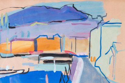 Pierre AMBROGIANI (1907-1985) 

Le port.?Gouache.?Signée...