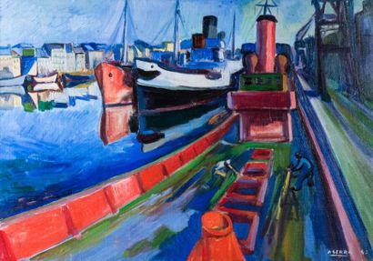 Antoine SERRA (1908-1995) 

Le port. 1947.?Huile...