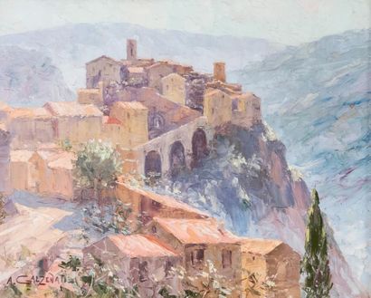 A. GALZENATI (XX) 

Village en Corse.?Huile...