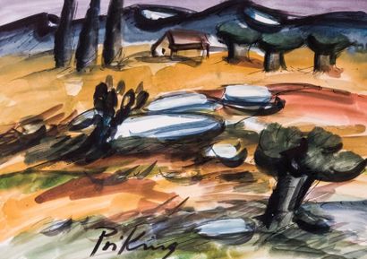 Franz PRIKING (1929-1979) 

Paysage. Aquarelle....