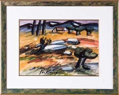 Franz PRIKING (1929-1979) 

Paysage. Aquarelle....