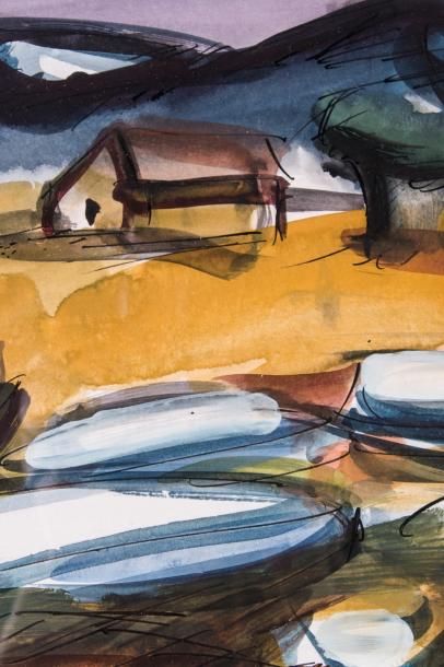 Franz PRIKING (1929-1979) 

Paysage. Aquarelle....