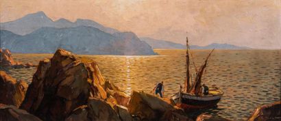 Gustave VIDAL (1895-1966) 

Pêcheurs en mer....
