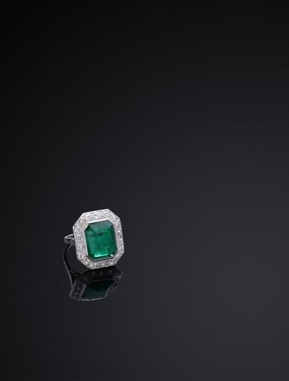 Bague en or gris 18K 750 ‰ et platine 900‰,...