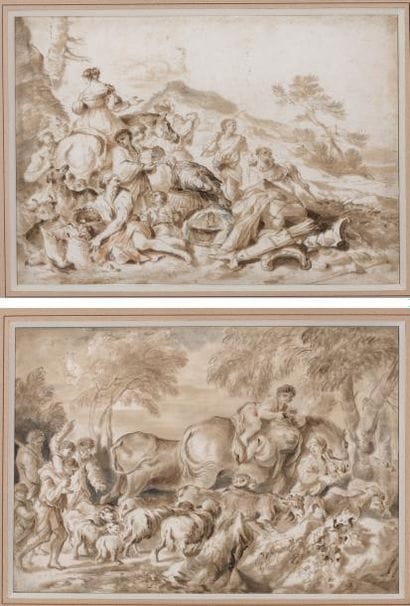 Attribué à Francesco Castiglione (1641-1716)
Deux...