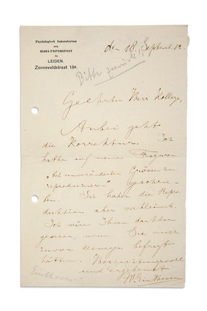 EINTHOVEN Willem (1886-1927) Médecin et physicien...