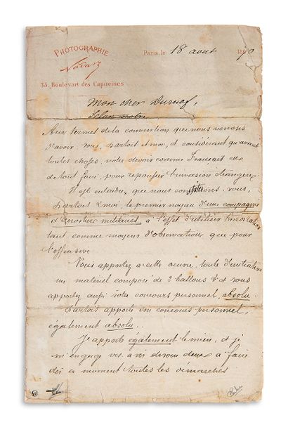 NADAR Félix Tournachon, dit (1820-1910) Dessinateur,...