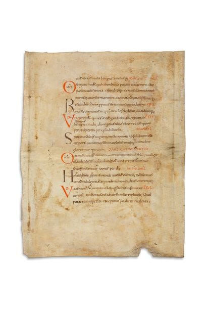 
Fragment en latin, manuscrit sur parchemin...