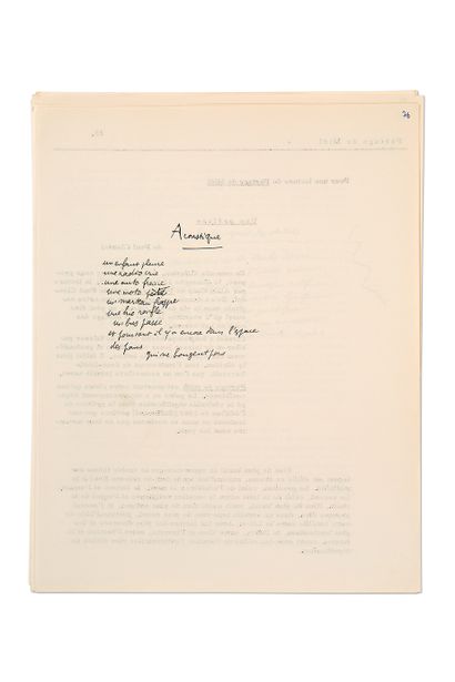 QUENEAU RAYMOND (1903-1976)
MANUSCRIT autographe...