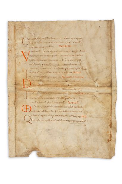 
Fragment en latin, manuscrit sur parchemin...