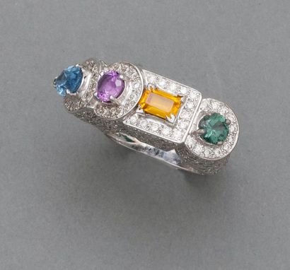 Bague originale en or gris, 750 MM, ornée...