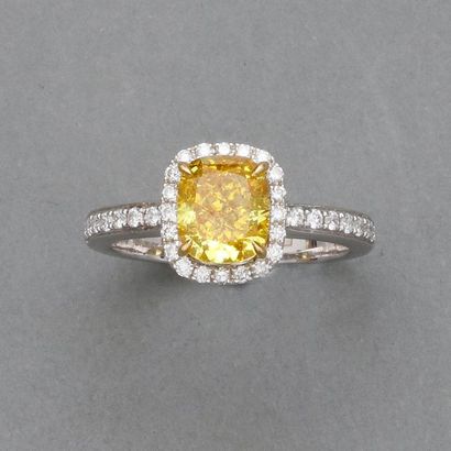 Bague en or gris, 750 MM, ornée d'un somptueux...