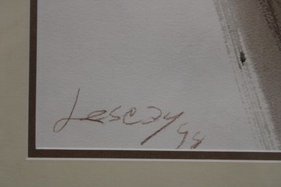 Pencil drawing, charcoal signature lower...