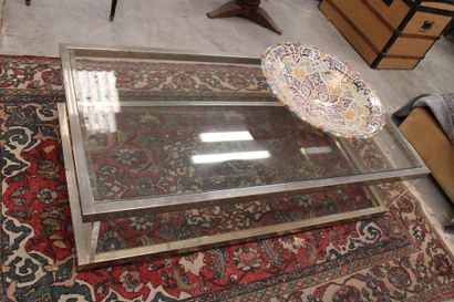 Coffee table, 70s metal structure, 124x6...