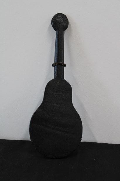 African scale, brass and wood, 29x11