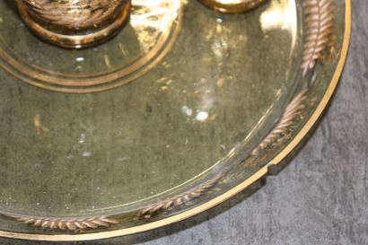 Service in amber glass and gilding, incomplete...